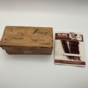 Flamingo & Wellmade Vintage Hair Pins Lot -‎ Ball Pointed Invisible Hairpins